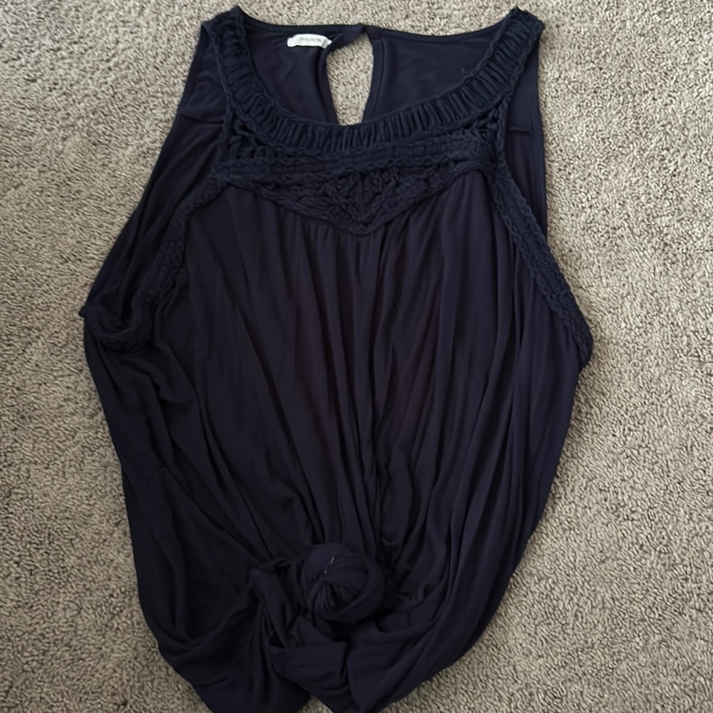Navy Blue Fancy Tank Top